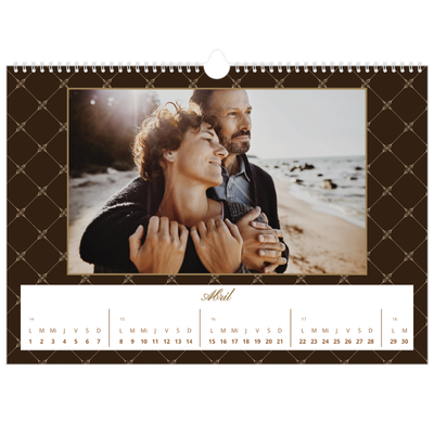 Calendario A3 horizontal — Vintage monocromo [Abril]