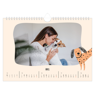 Calendario A4 horizontal — Perros y garabatos [Abril]