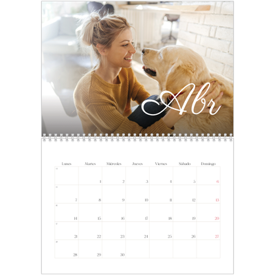Calendario personalizado doble A4 — Mes escrito a mano [Abril]