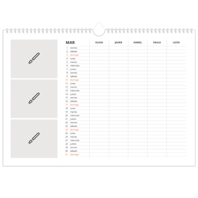 Planificador A3 horizontal — Diseña tu producto - Familia de 5 [Marzo]