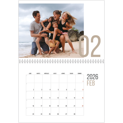 Calendario personalizado doble A4 — Meses numerados [Febrero]