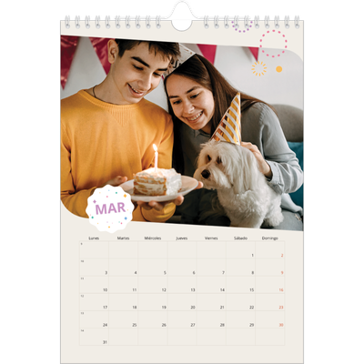 Calendario personalizado A4 — Cumpleaños icónico [Marzo]