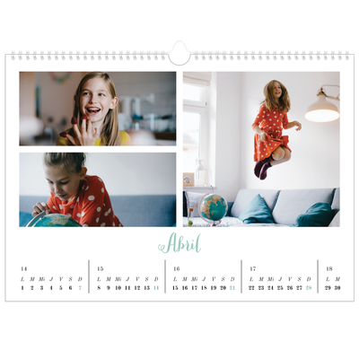 Calendario A3 horizontal — Hola, mundo [Abril]