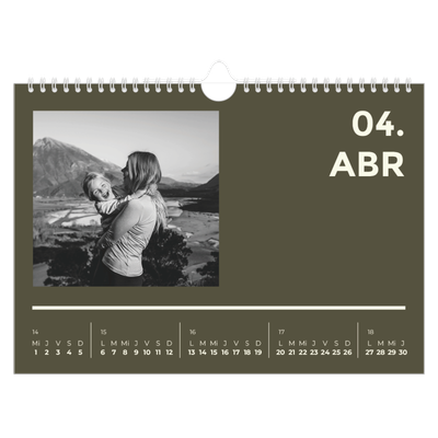 Calendario A4 horizontal — Contemporáneo atrevido [Abril]