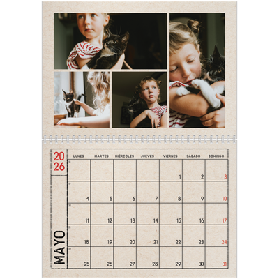 Calendario personalizado doble A4 — Efecto de sello craft [portada]