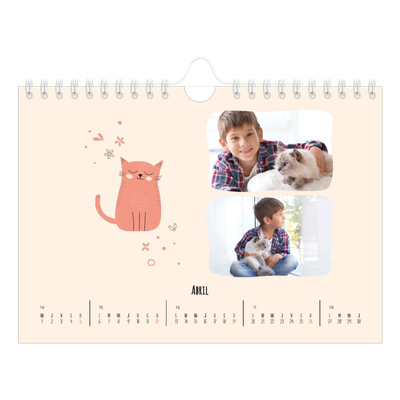 Calendario personalizado A5 — Gatos y garabatos [Abril]