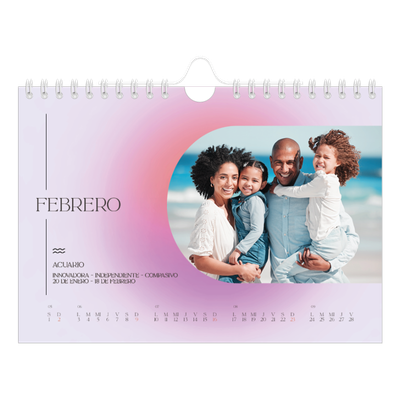 Calendario personalizado A5 — Degradado astrológico [Febrero]