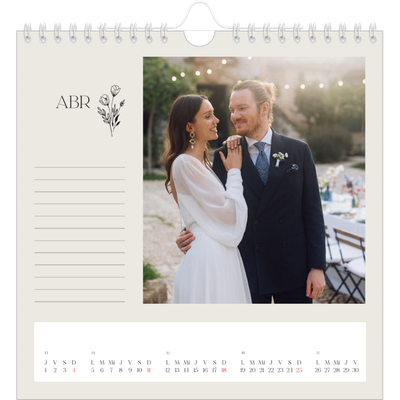 Calendarios Cuadrados — Iniciales en flor [Abril]