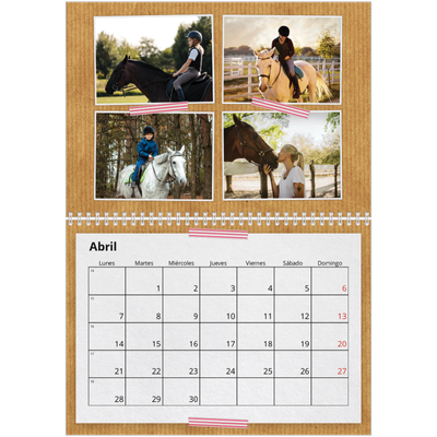 Calendario personalizado doble A4 — Cinta adhesiva craft [Abril]