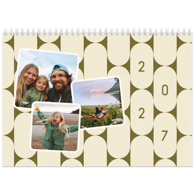 Calendario personalizado doble A4 — Patrones retro [portada]
