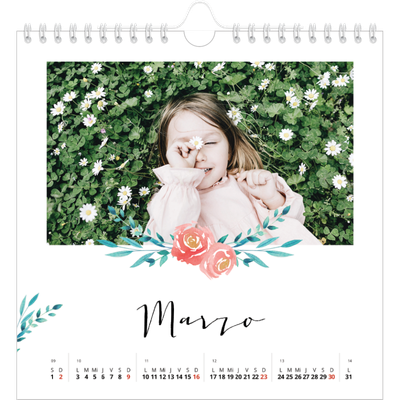 Calendarios Cuadrados — Ilustraciones de flores [Marzo]