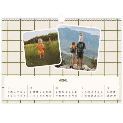 Calendario A3 horizontal — Patrones retro [Abril]