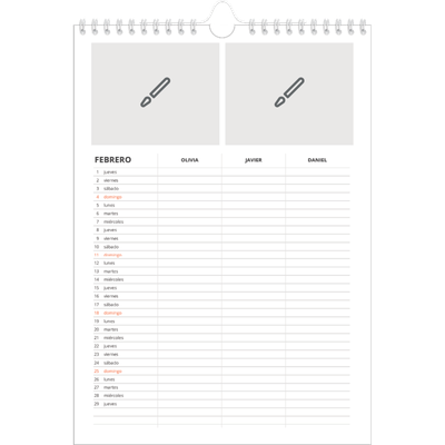 Planificadores familiares A4 — Diseña tu producto - Familia de 3 [Febrero]