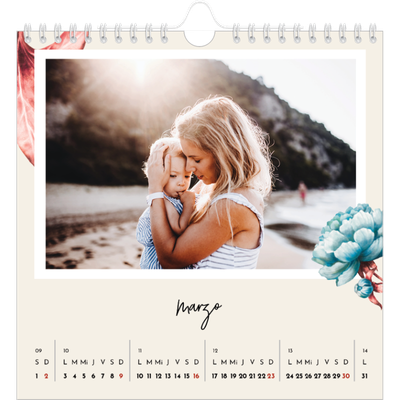 Calendarios Cuadrados — Flores pintadas [Marzo]