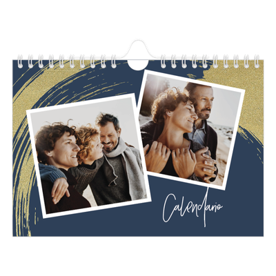 Calendario personalizado A5 — Fondos de pincel dorado [portada]