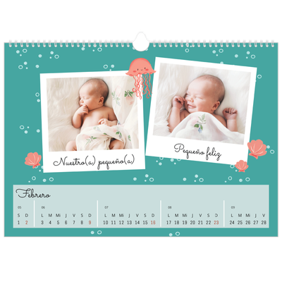 Calendario A3 horizontal — Animalitos [Febrero]