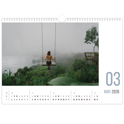 Calendario A3 horizontal — Meses numerados [Marzo]