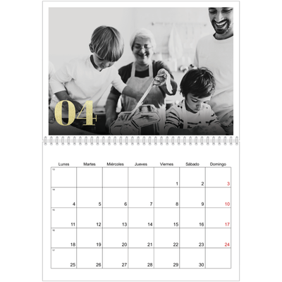 Calendario personalizado doble A4 — Números grandes de purpurina [Abril]