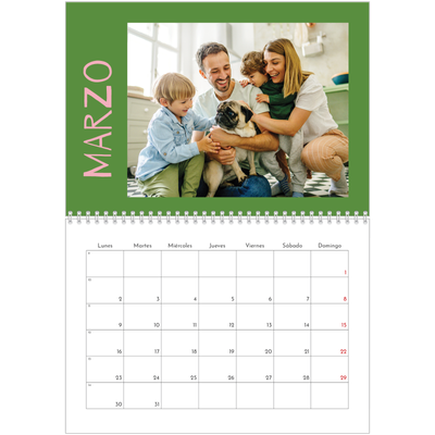 Calendario personalizado doble A4 — Divertido y colorido [Marzo]