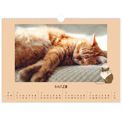 Calendario A3 horizontal — Gatito juguetón [Marzo]
