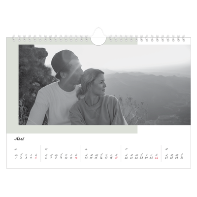 Calendario A4 horizontal — Pantallas de color [Abril]