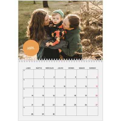 Calendario personalizado doble A4 — Pegatina de foto [Abril]