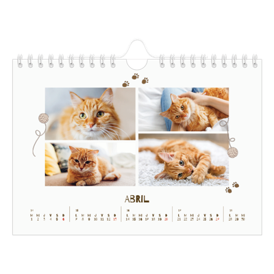 Calendario personalizado A5 — Gatito juguetón [Abril]