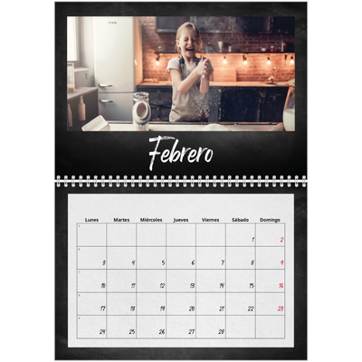 Calendario personalizado doble A4 — Estilo de pizarra [Febrero]