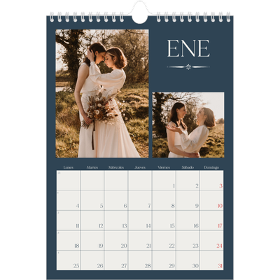 Calendario personalizado A4 — Pizarra y caligrafía [Enero]