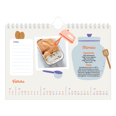 Calendario personalizado A5 — Año en recetas [Febrero]