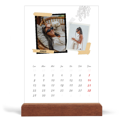 Calendario de mesa con base de madera - vertical  — Scrapbook con estilo [Marzo]