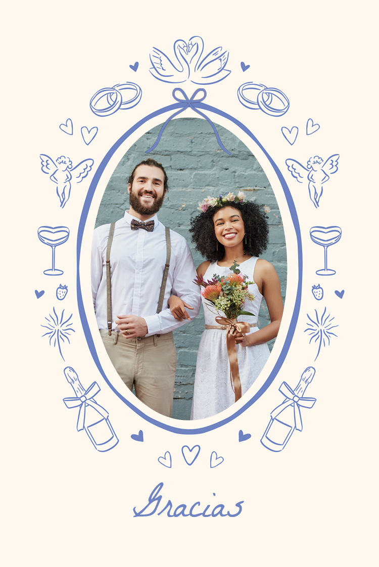 Tarjetas de agradecimiento — Ilustraciones y lazos