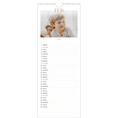 Calendario de cocina  — Texto dorado grande [Febrero]