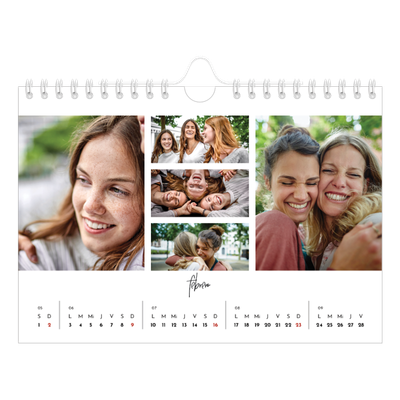 Calendario personalizado A5 — Disposición de fotos [Febrero]
