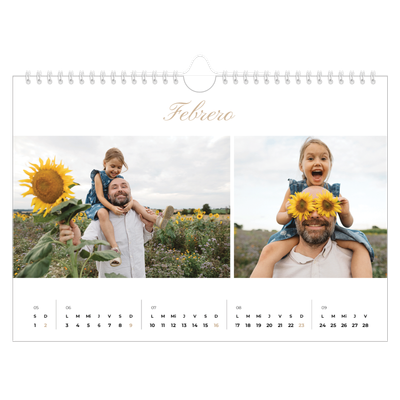 Calendario A4 horizontal — Cajas de tiras de fotos [Febrero]