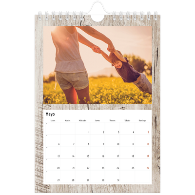 Calendario personalizado A5 — Madera [portada]