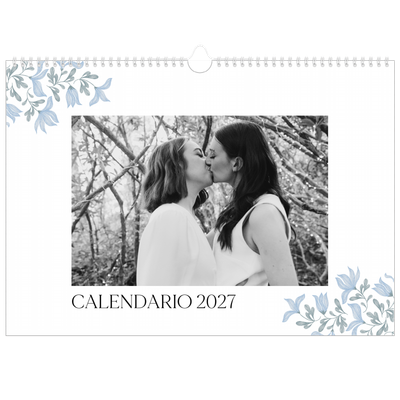 Calendario A3 horizontal — Romance en blanco y azul [portada]