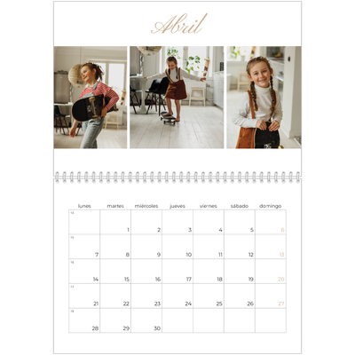 Calendario personalizado doble A4 — Cajas de tiras de fotos [Abril]