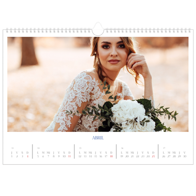 Calendario A3 horizontal — Clásico cobalto [Abril]
