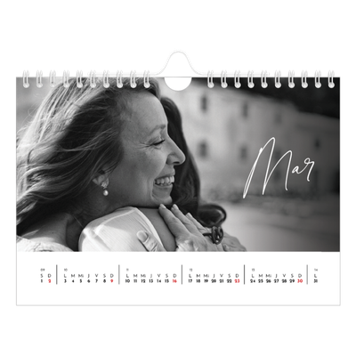 Calendario personalizado A5 — Escritura elegante [Marzo]