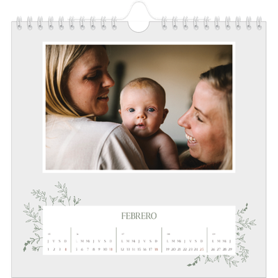 Calendarios Cuadrados — Flores dibujadas [Febrero]