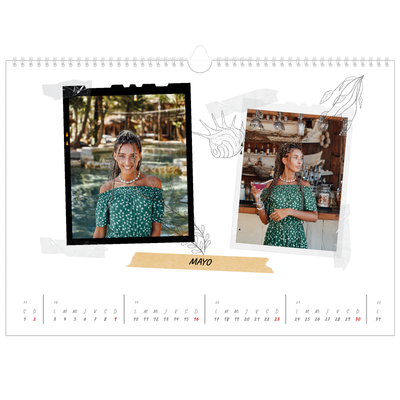 Calendario A3 horizontal — Scrapbook con estilo [Mayo]