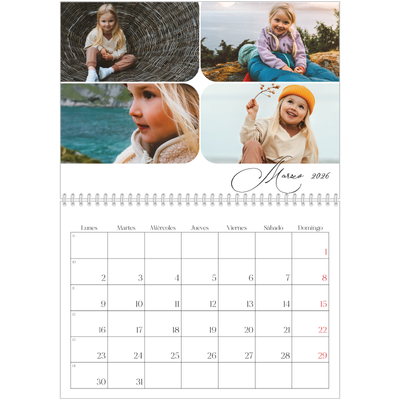 Calendario personalizado doble A4 — Fotos y caligrafía [Marzo]