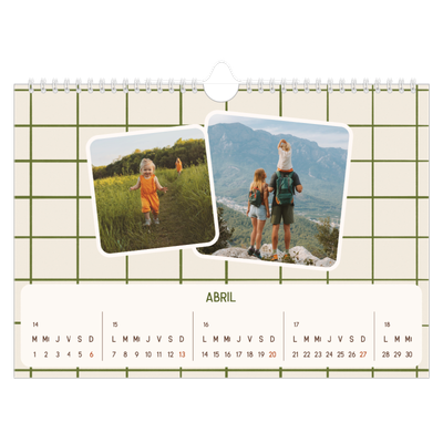 Calendario A4 horizontal — Patrones retro [Abril]
