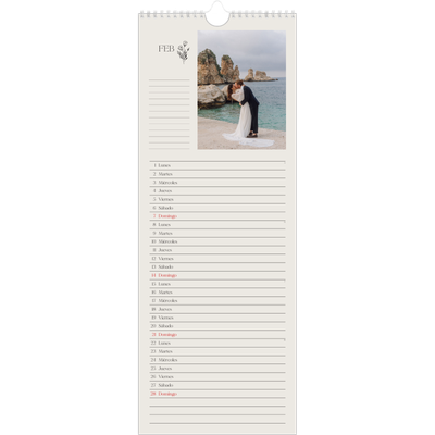 Calendario de cocina  — Iniciales en flor [Febrero]