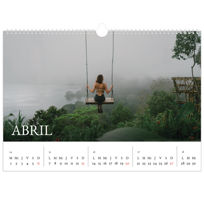 Calendario A3 horizontal — Serif sencillo [Abril]