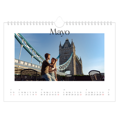 Calendario A4 horizontal — Mi diario de viaje [Mayo]