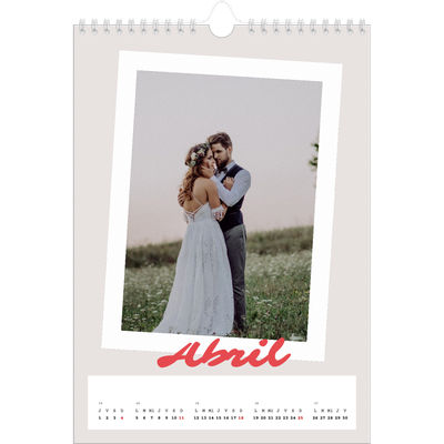 Calendario personalizado A4 — Firmado en carmín [Abril]