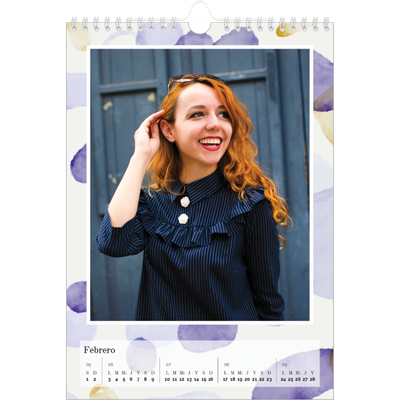 Calendario personalizado A4 — Manchas de acuarela [Febrero]