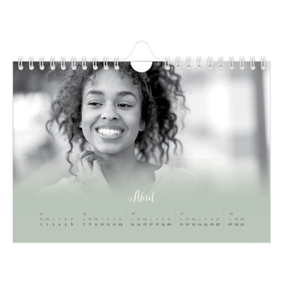 Calendario personalizado A5 — Verde bruma [Abril]